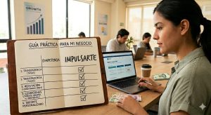 Mujer emprendedora revisando opciones de crédito para elegir una financiera confiable para su negocio